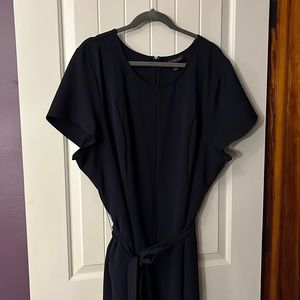 Dressy navy belted jumpsuit